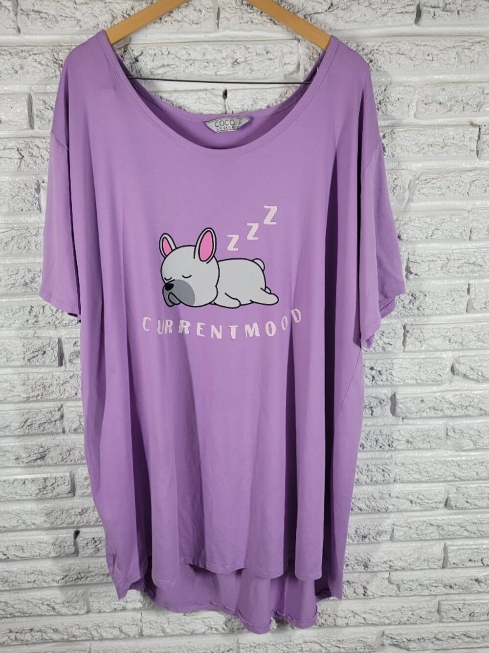 Coco Lounge Women 3X Purple Sleep Shirt French Bulldog Current Mood PUR40E